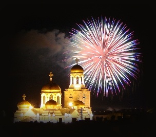 This beautiful photo of a fireworks display over The Cathedral of the Assumption in Varna, Bulgaria was taken by M. Dimitrova of Varna.